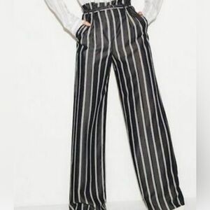 Express Navy and White Vertical-Stripe Wide-Leg Pants